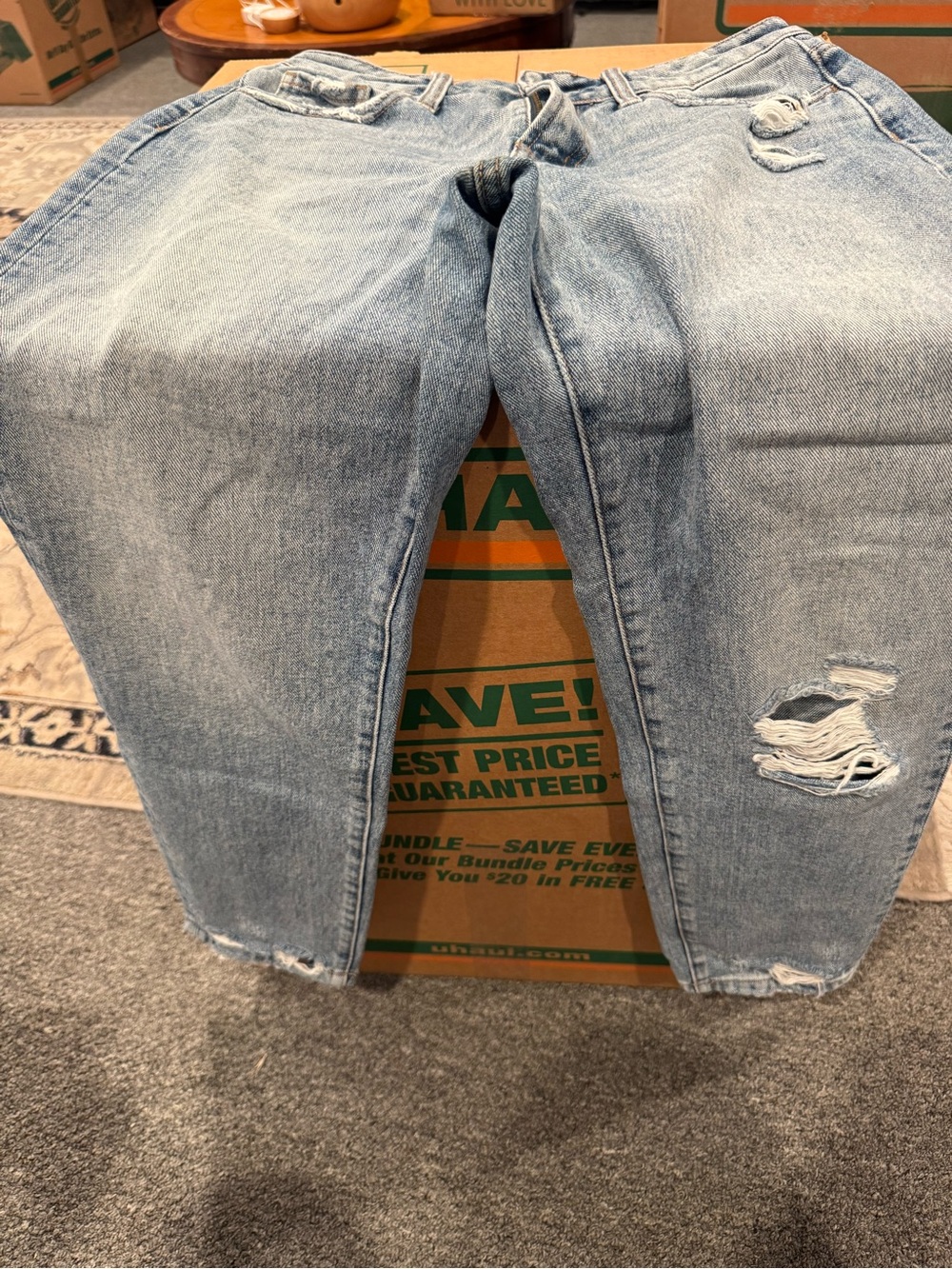 Light Blue Women's Flared Distressed Jeans - Wide Leg